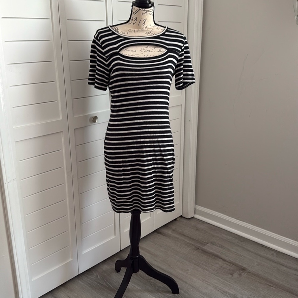 Splendid Black and White Cutout Mini Dress